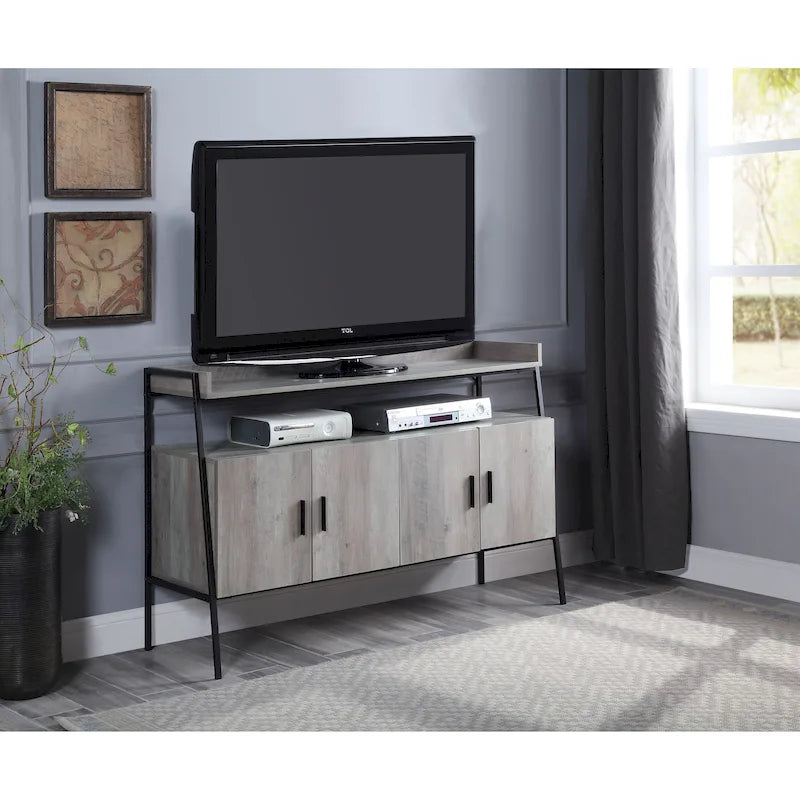 Mobile porta TV industriale Oak 52 con ripiano e gambe in metallo