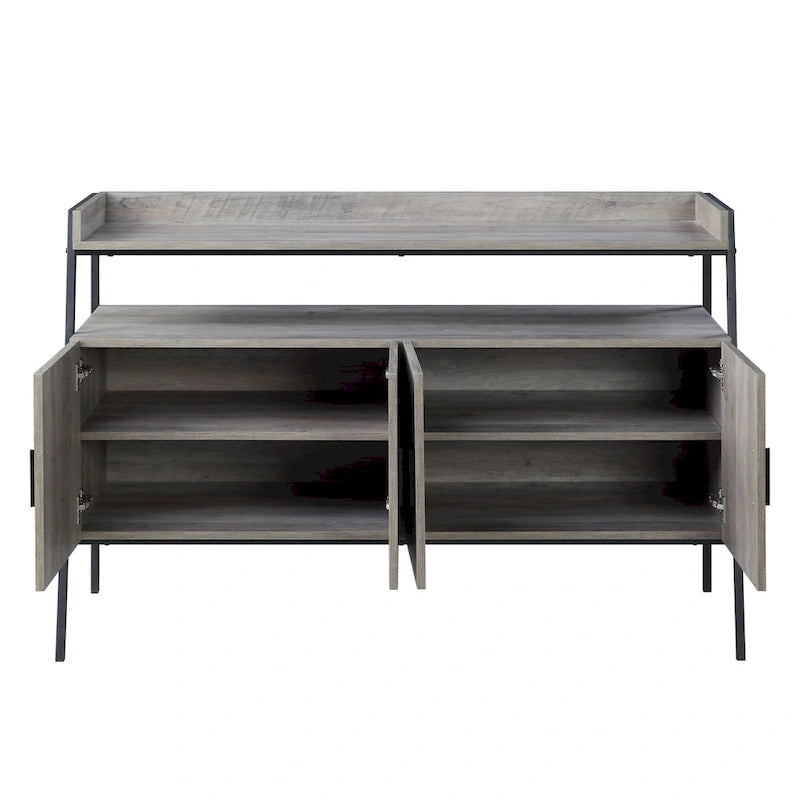 Mobile porta TV industriale Oak 52 con ripiano e gambe in metallo