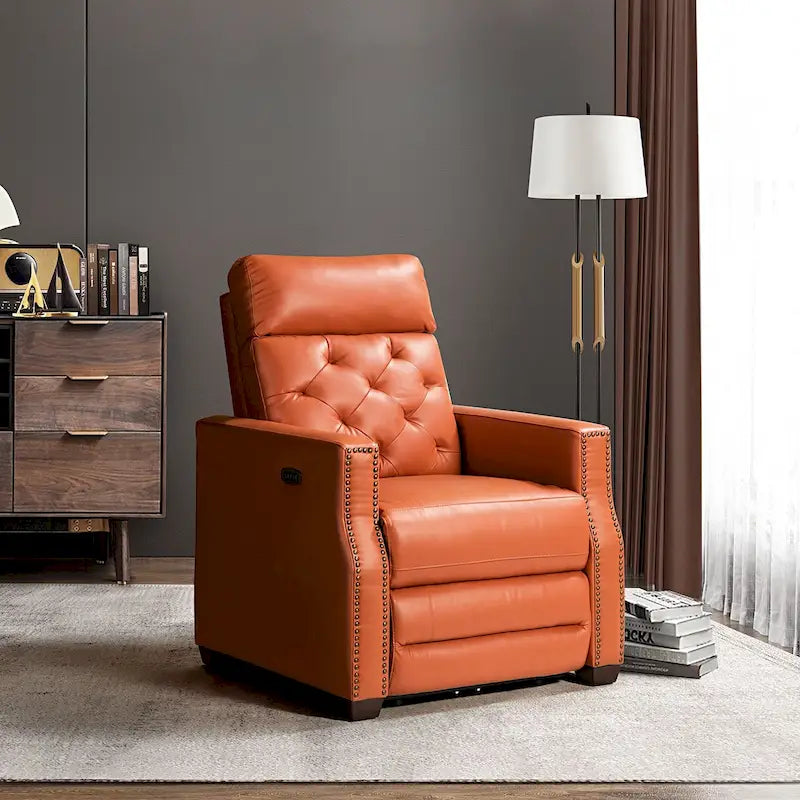 Poltrona reclinabile elettrica in vera pelle da 31,5" con porta USB