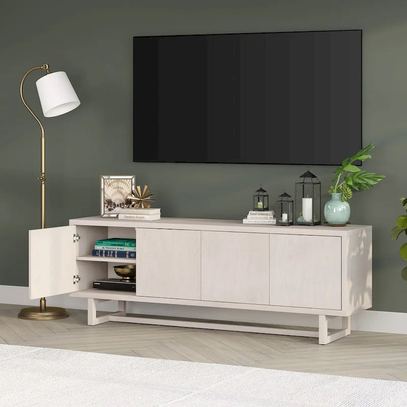 Mobile TV rettangolare per TV fino a 75" — 173 cm di larghezza con armadietto contenitore