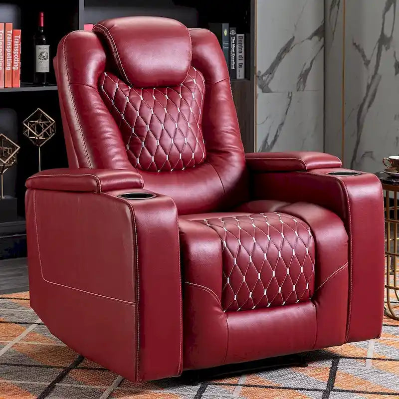 Poltrona reclinabile singola elettrica da Home Theater imbottita con vano portaoggetti a scomparsa nel bracciolo