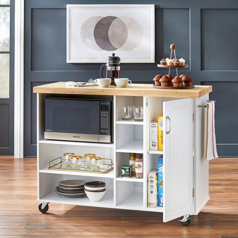Carrello da cucina mobile per microonde con 7 scomparti e rotelle bloccabili
