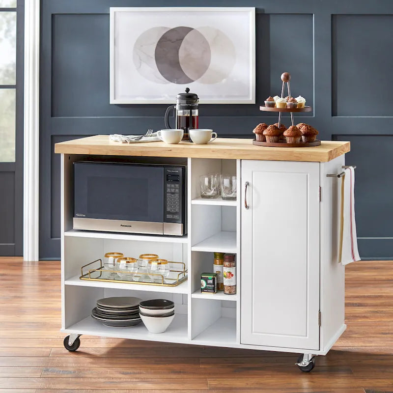 Carrello da cucina mobile per microonde con 7 scomparti e rotelle bloccabili