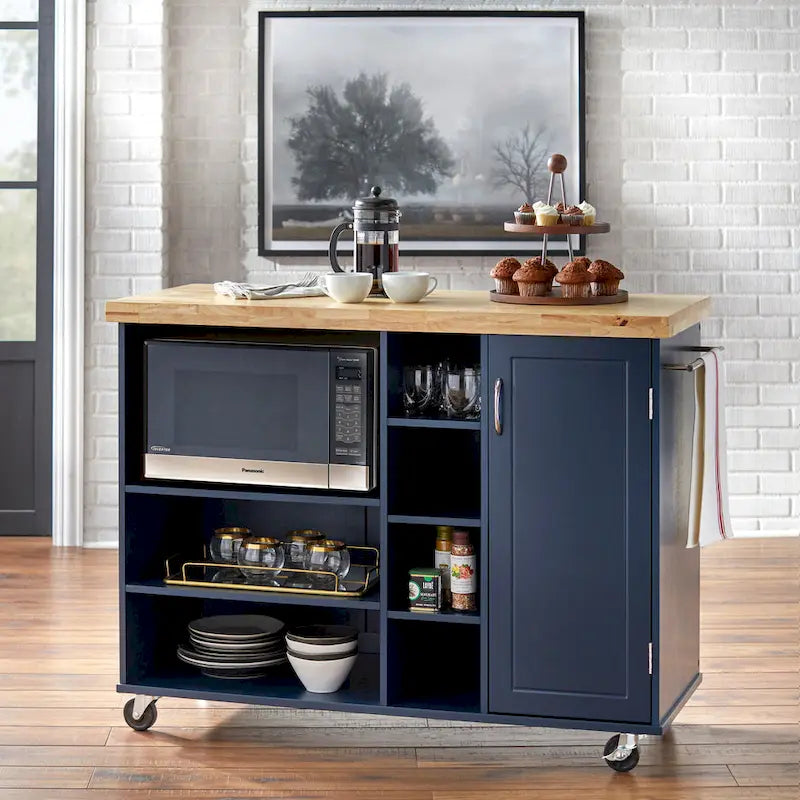 Carrello da cucina mobile per microonde con 7 scomparti e rotelle bloccabili