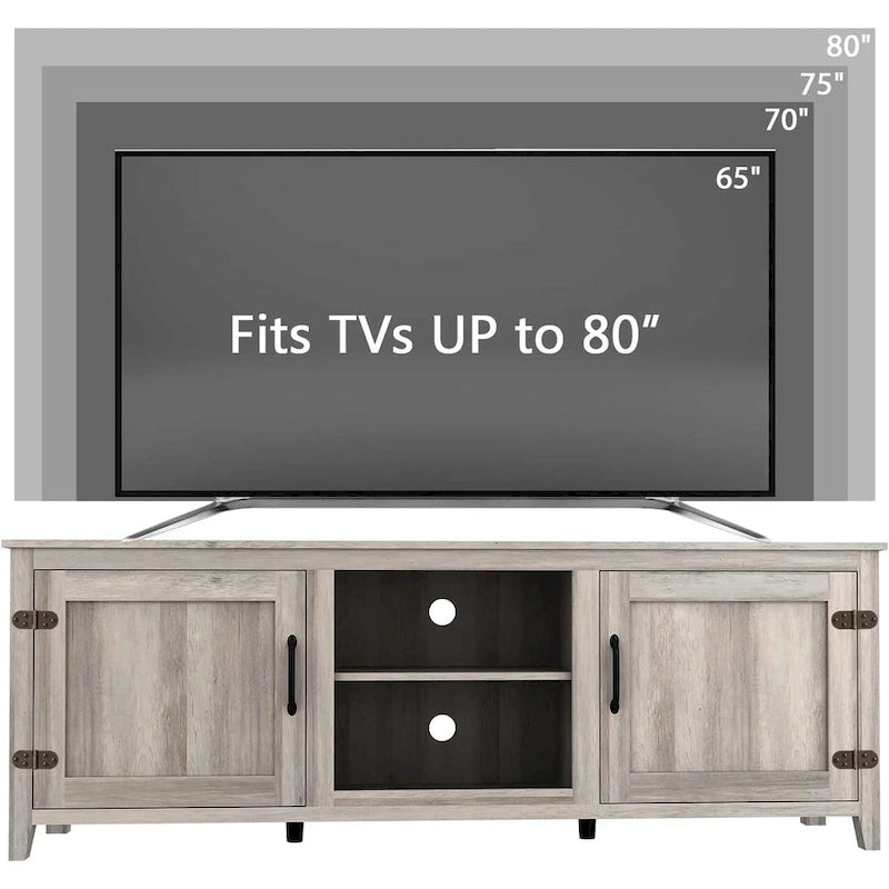 Mobile TV in legno con console multimediale per TV fino a 80 pollici