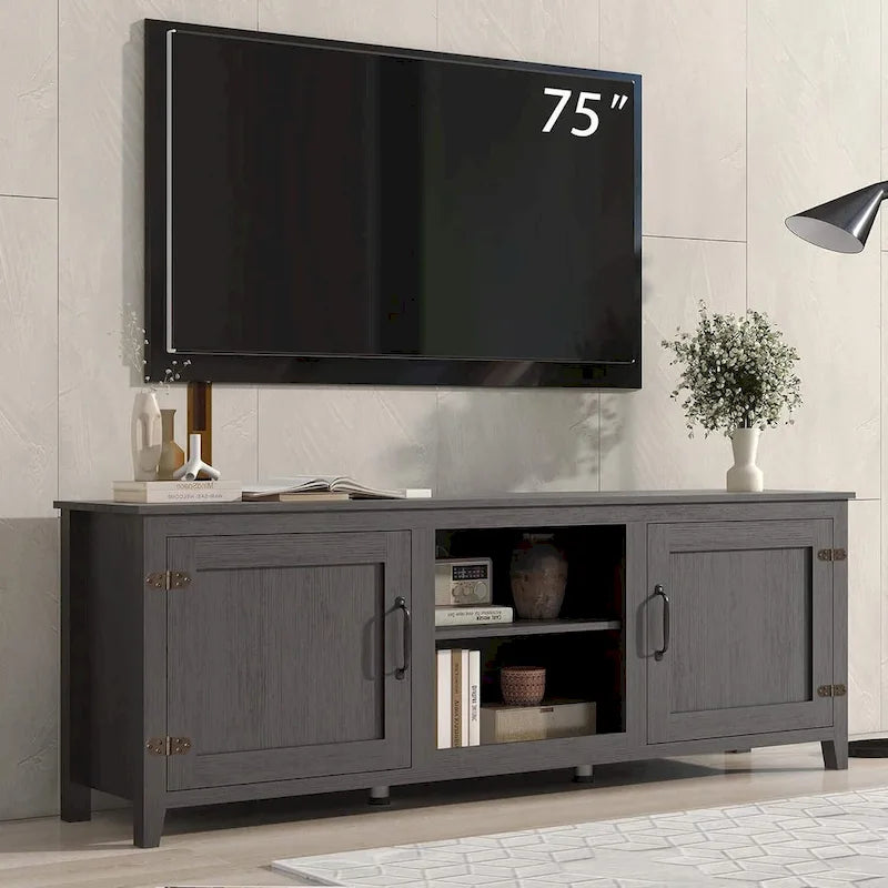 Mobile TV in legno con console multimediale per TV fino a 80 pollici