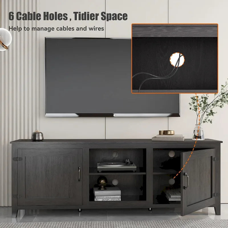 Mobile TV in legno con console multimediale per TV fino a 80 pollici