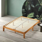 Letto a piattaforma minimalista in pino rustico – Nessuna rete a molle necessaria