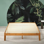 Letto a piattaforma minimalista in pino rustico – Nessuna rete a molle necessaria