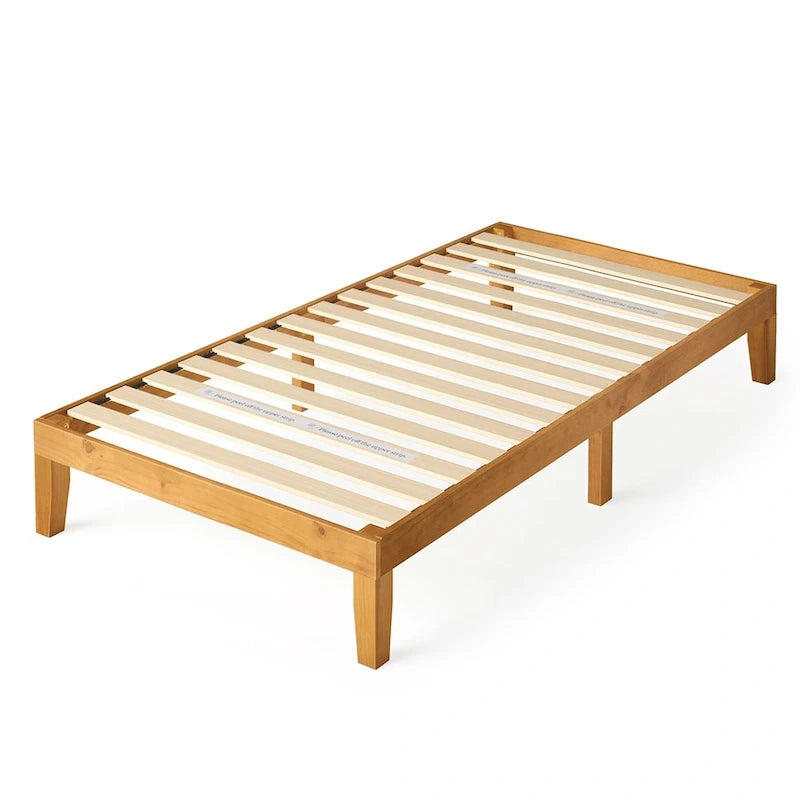 Letto a piattaforma minimalista in pino rustico – Nessuna rete a molle necessaria