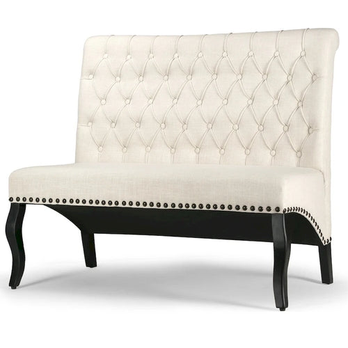 Divanetto con panca/banquette imbottito beige — Capitonnè