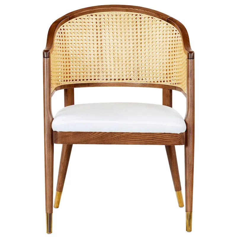 Sedia da pranzo in rattan Mid-Century con puntali in ottone — Eleganza contemporanea
