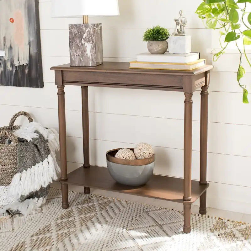 Consolle rettangolare con gambe tornite e dettagli intagliati — 71 cm di larghezza