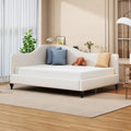 Daybed a L in lino con gambe in legno massello