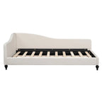 Daybed a L in lino con gambe in legno massello