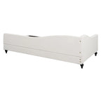Daybed a L in lino con gambe in legno massello