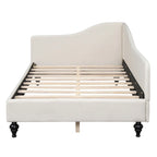 Daybed a L in lino con gambe in legno massello
