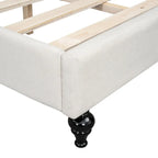 Daybed a L in lino con gambe in legno massello