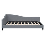Daybed a L in lino con gambe in legno massello