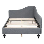 Daybed a L in lino con gambe in legno massello