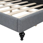 Daybed a L in lino con gambe in legno massello