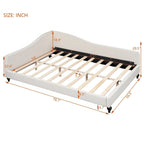 Daybed a L in lino con gambe in legno massello