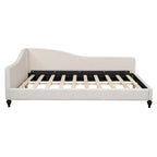 Daybed a L in lino con gambe in legno massello