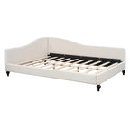 Daybed a L in lino con gambe in legno massello