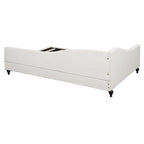 Daybed a L in lino con gambe in legno massello