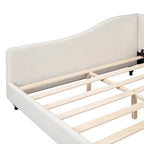 Daybed a L in lino con gambe in legno massello