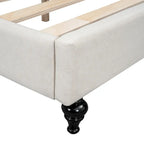 Daybed a L in lino con gambe in legno massello