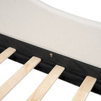 Daybed a L in lino con gambe in legno massello