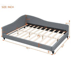 Daybed a L in lino con gambe in legno massello
