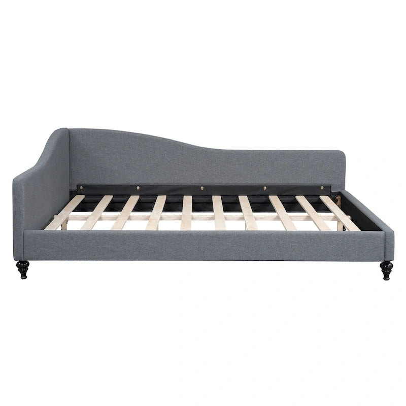 Daybed a L in lino con gambe in legno massello