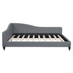 Daybed a L in lino con gambe in legno massello