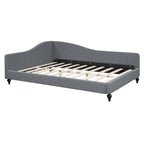 Daybed a L in lino con gambe in legno massello