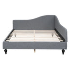Daybed a L in lino con gambe in legno massello