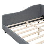 Daybed a L in lino con gambe in legno massello