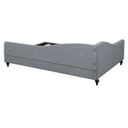 Daybed a L in lino con gambe in legno massello