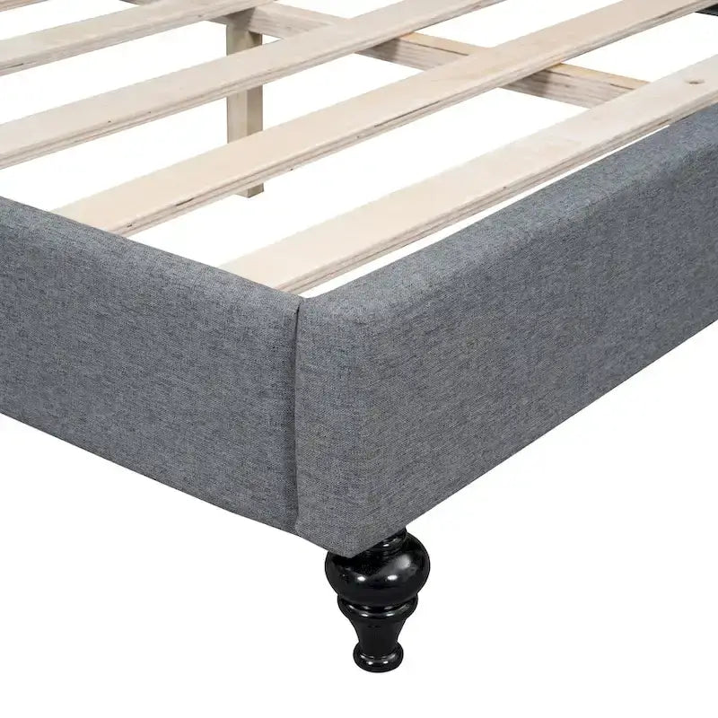 Daybed a L in lino con gambe in legno massello