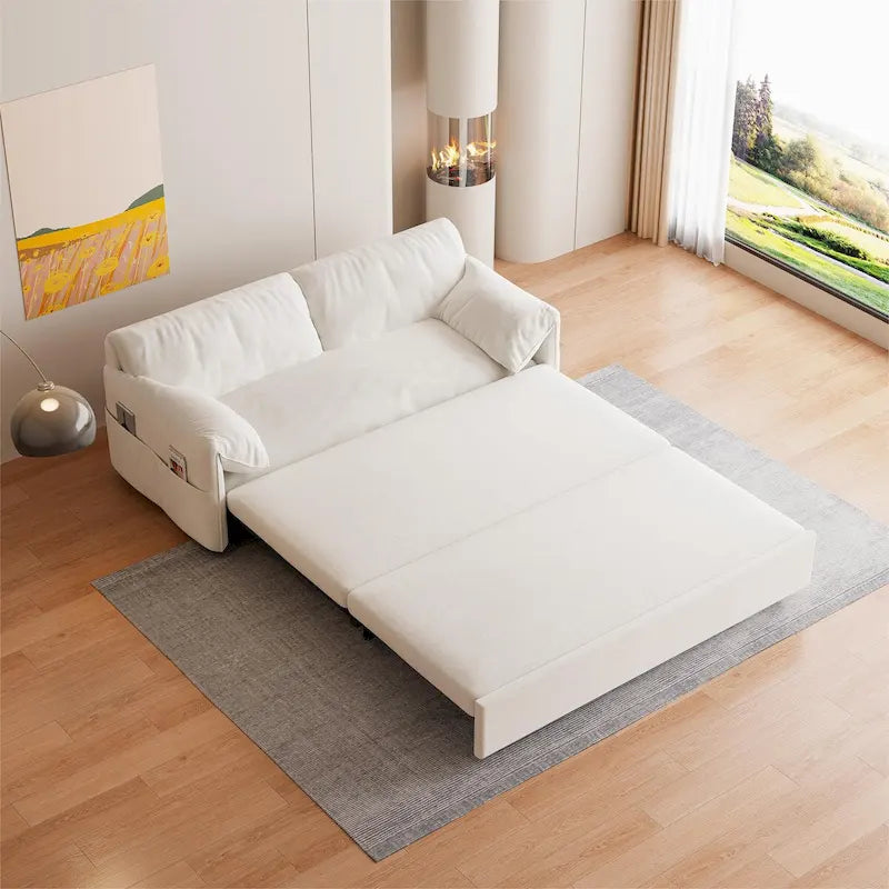 Divano Letto Estraibile Queen, Divano Letto Convertibile 3-in-1 con Contenitore Laterale