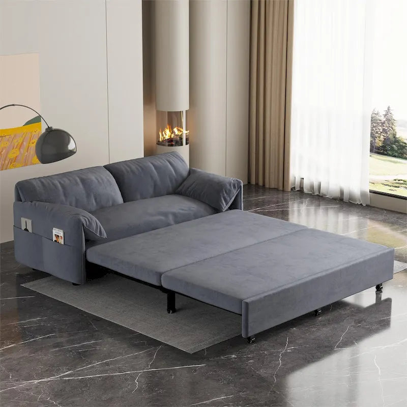 Divano Letto Estraibile Queen, Divano Letto Convertibile 3-in-1 con Contenitore Laterale