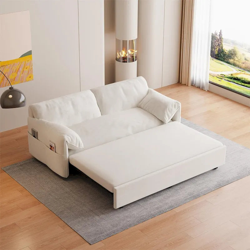 Divano Letto Estraibile Queen, Divano Letto Convertibile 3-in-1 con Contenitore Laterale