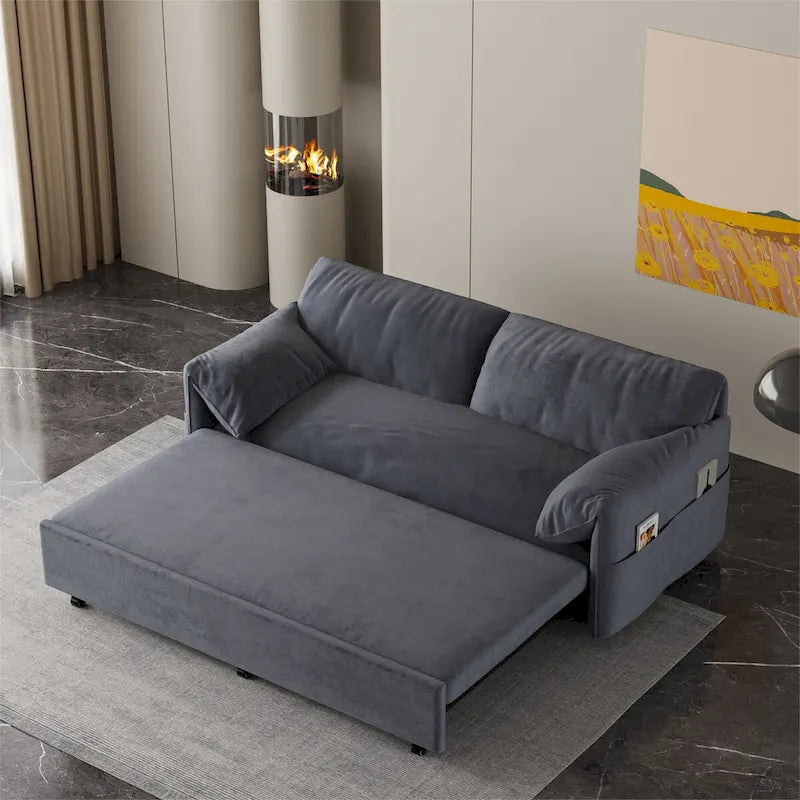Divano Letto Estraibile Queen, Divano Letto Convertibile 3-in-1 con Contenitore Laterale