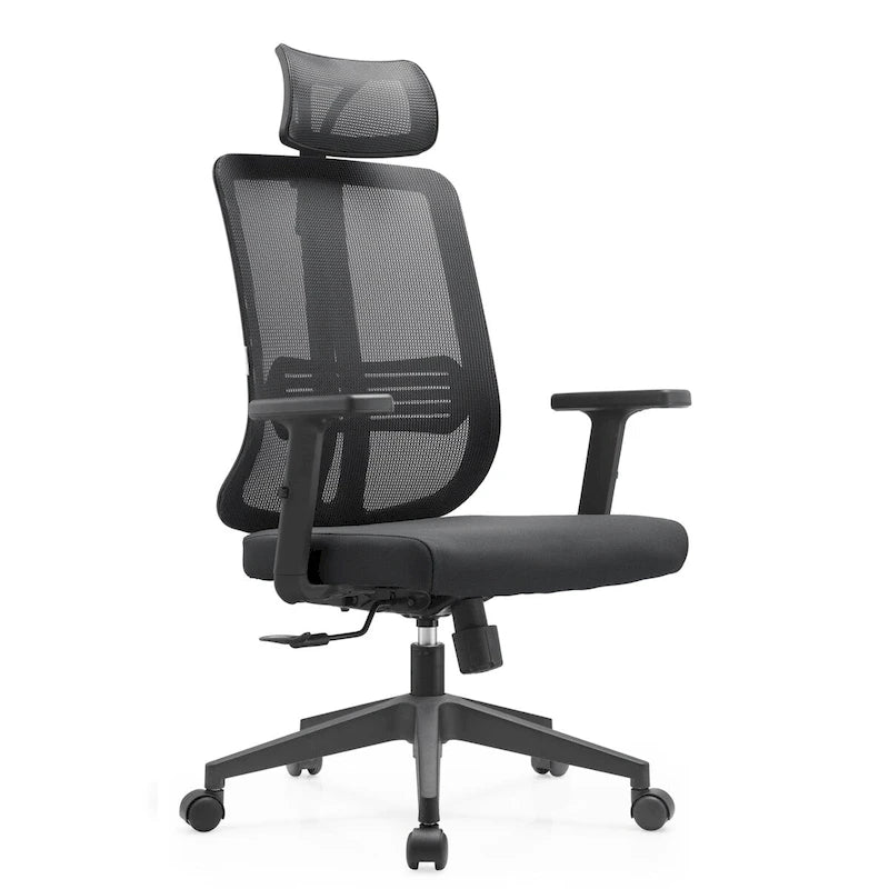 Sedia da ufficio ergonomica in rete con poggiatesta, altezza e braccioli regolabili