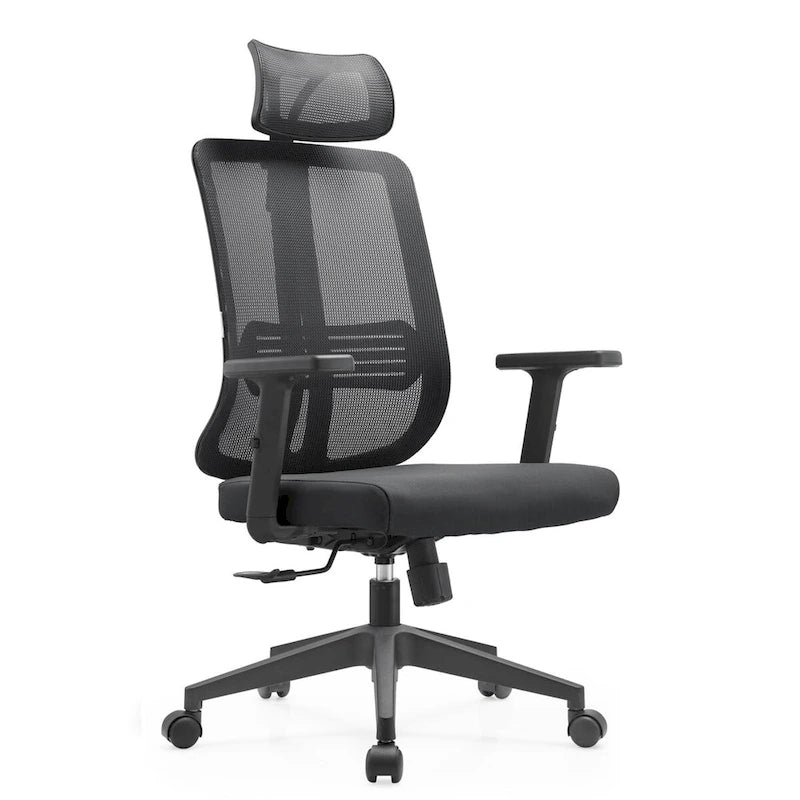 Sedia da ufficio ergonomica in rete con poggiatesta, altezza e braccioli regolabili