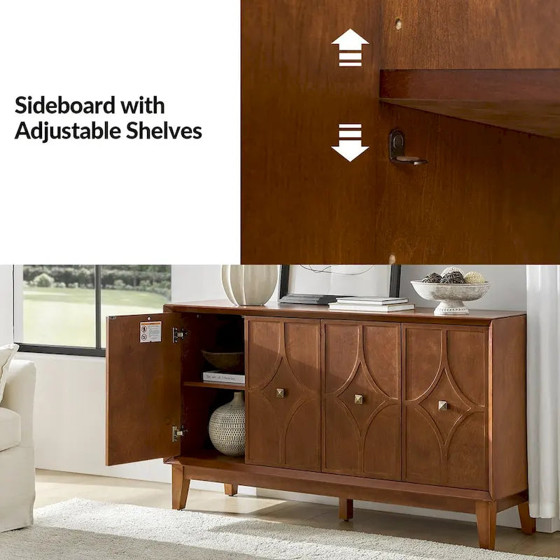 Madia Mid-Century da 150 cm con motivo a rombi e ripiani regolabili